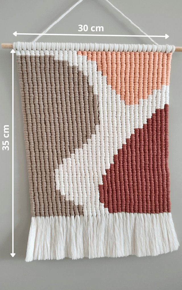 Tenture murale bohème macramé - beige / pêche / sunset