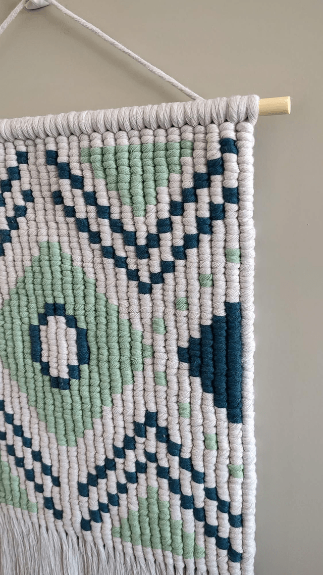 Tenture aztèque - bleu/vert