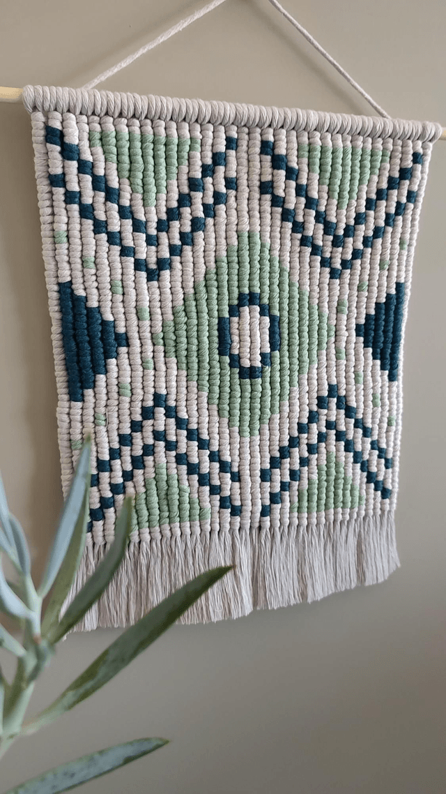 Tenture aztèque - bleu/vert