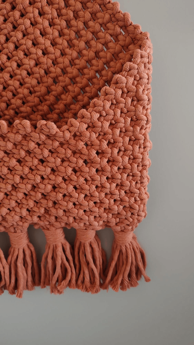 Pochette murale en macramé bohème - Terracotta