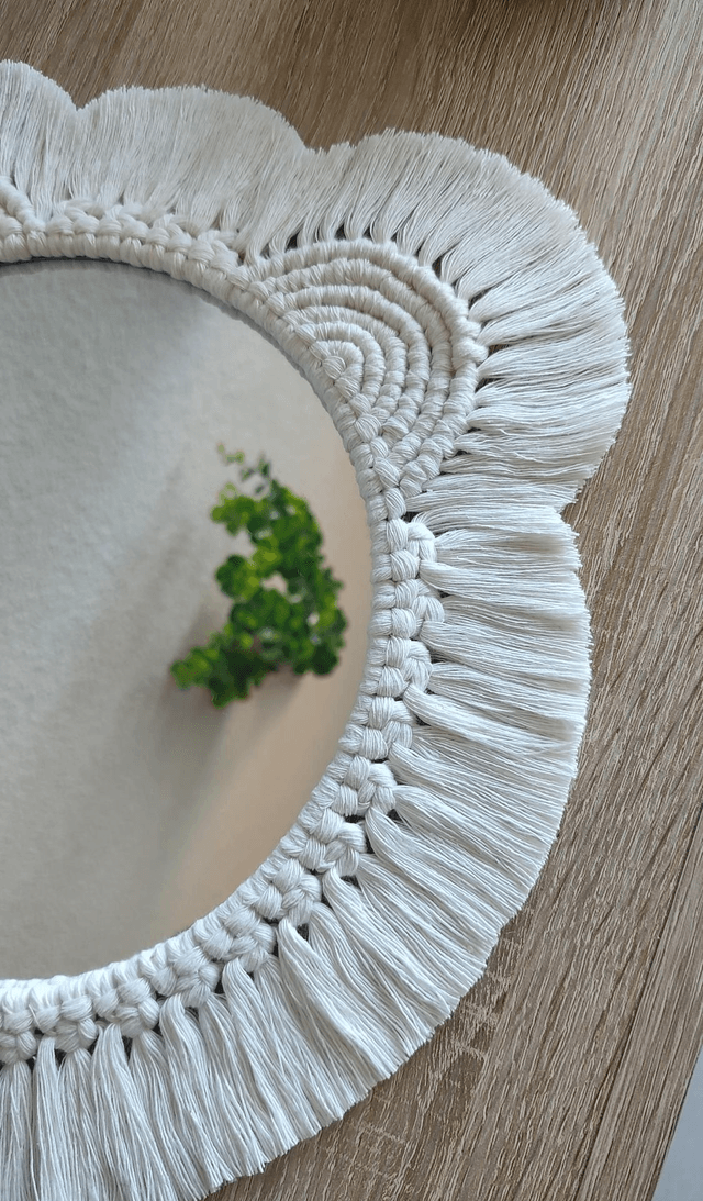 Miroir macramé ourson blanc - Déco bohème chambre bébé/enfant