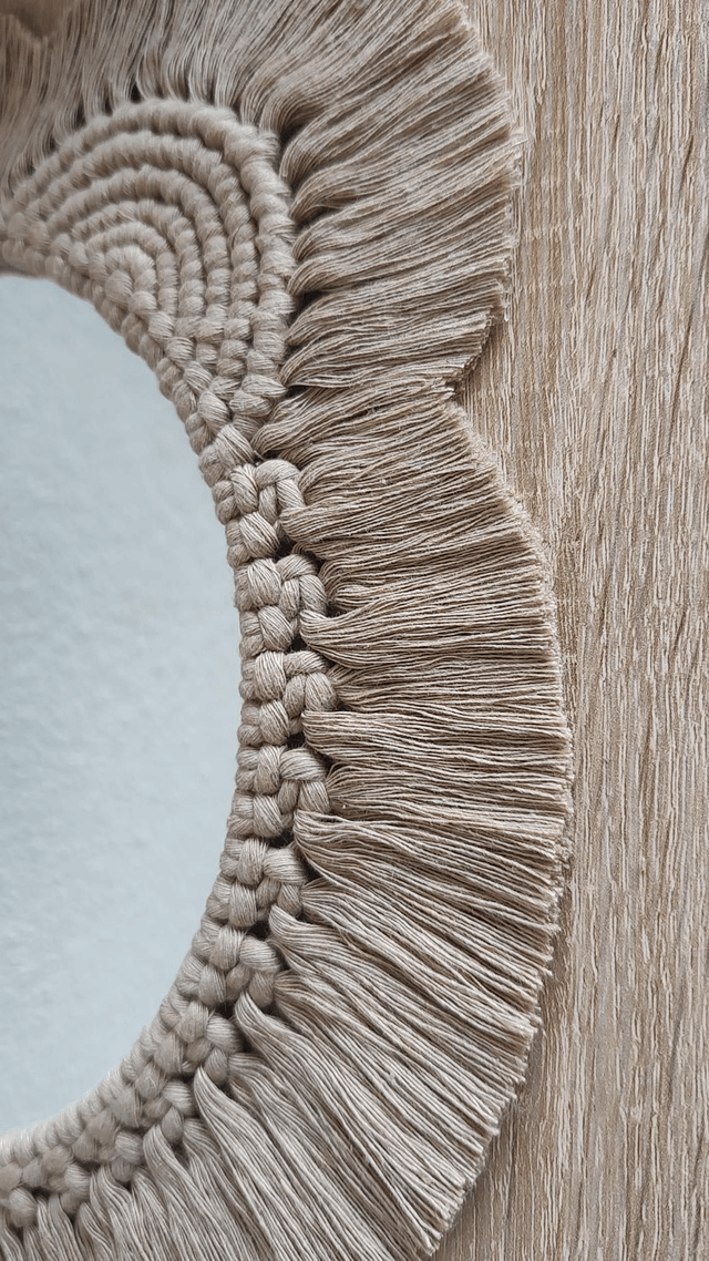 Miroir macramé ourson beige - Déco bohème chambre bébé/enfant
