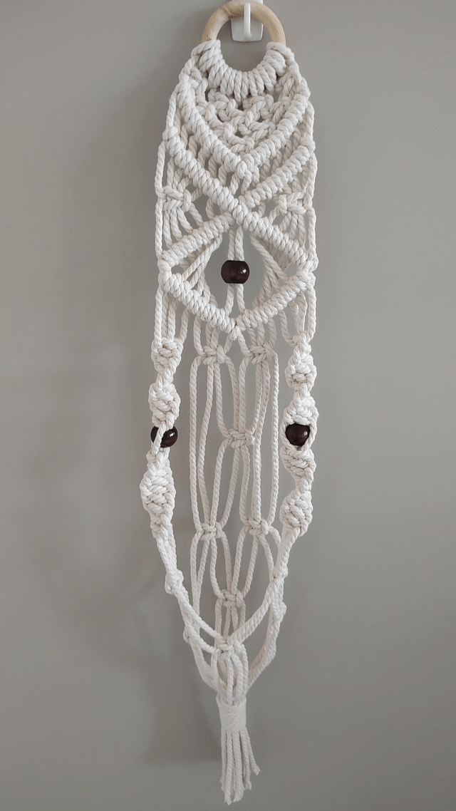 Suspension murale plante macramé - Déco bohème chic - Modèle B