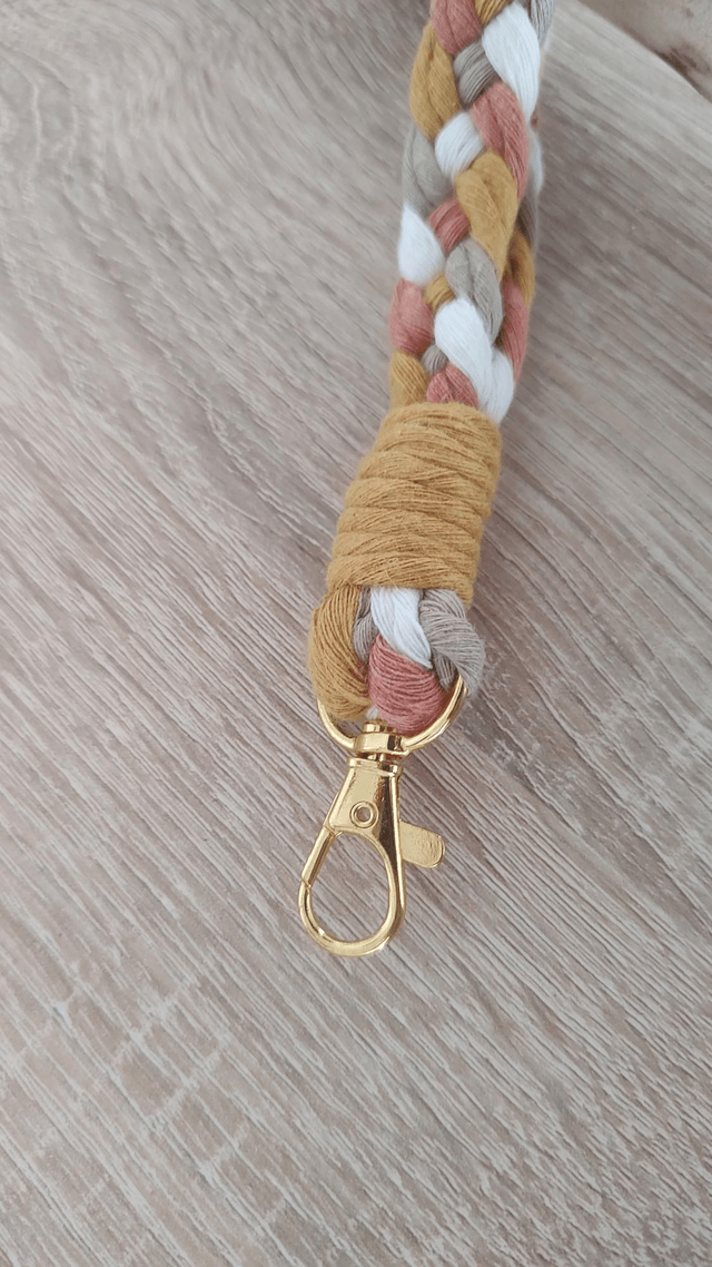 Porte-clé tresse • Moutarde / Terracotta 