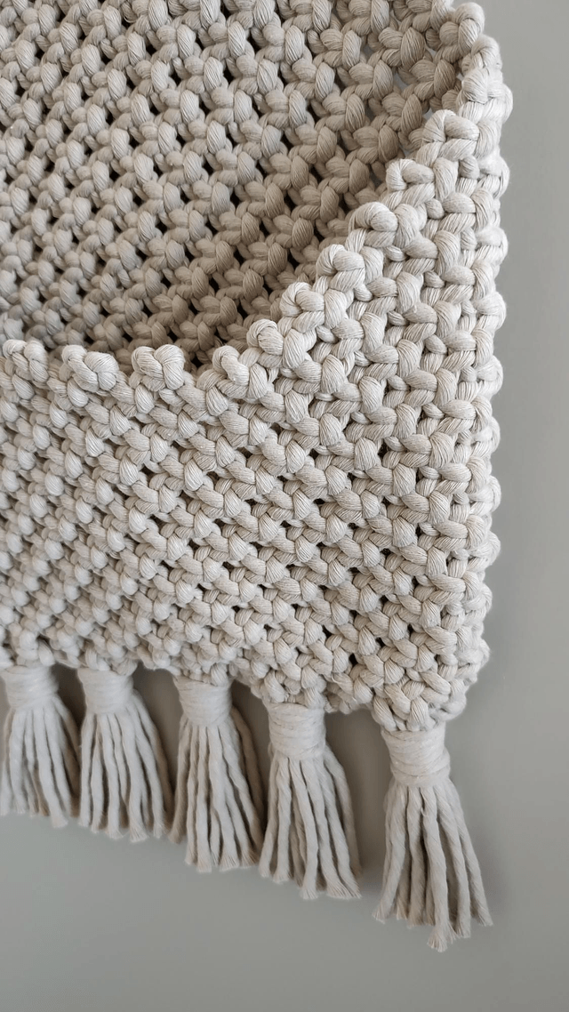 Pochette murale en macramé bohème • Beige