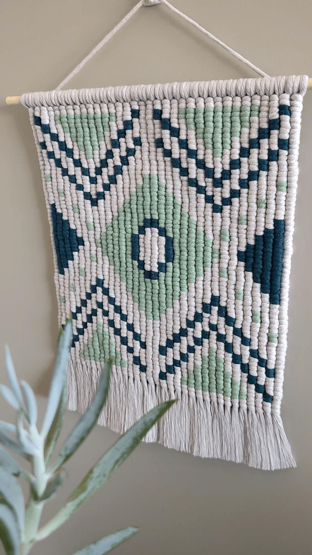 Tenture aztèque - bleu/vert
