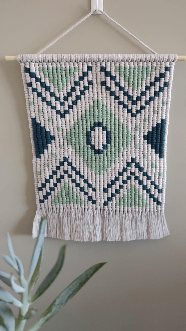Tenture aztèque - bleu/vert