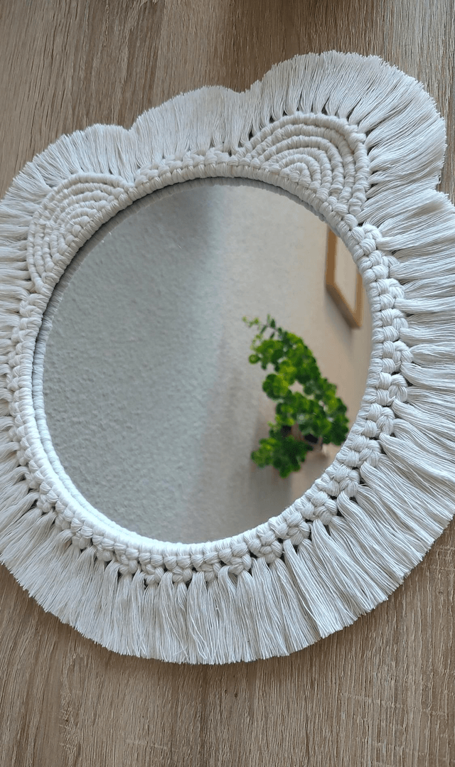 Miroir macramé ourson blanc - Déco bohème chambre bébé/enfant