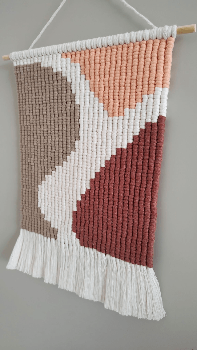 Tenture murale bohème macramé - beige / pêche / sunset