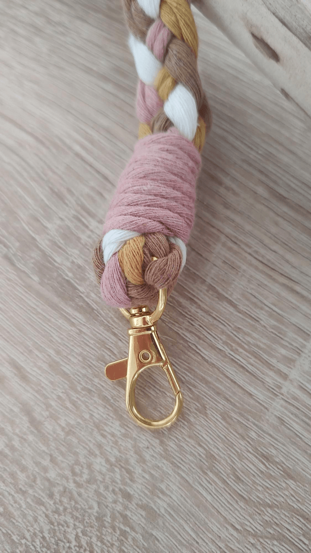 Porte-clé tresse • Rose / Moutarde