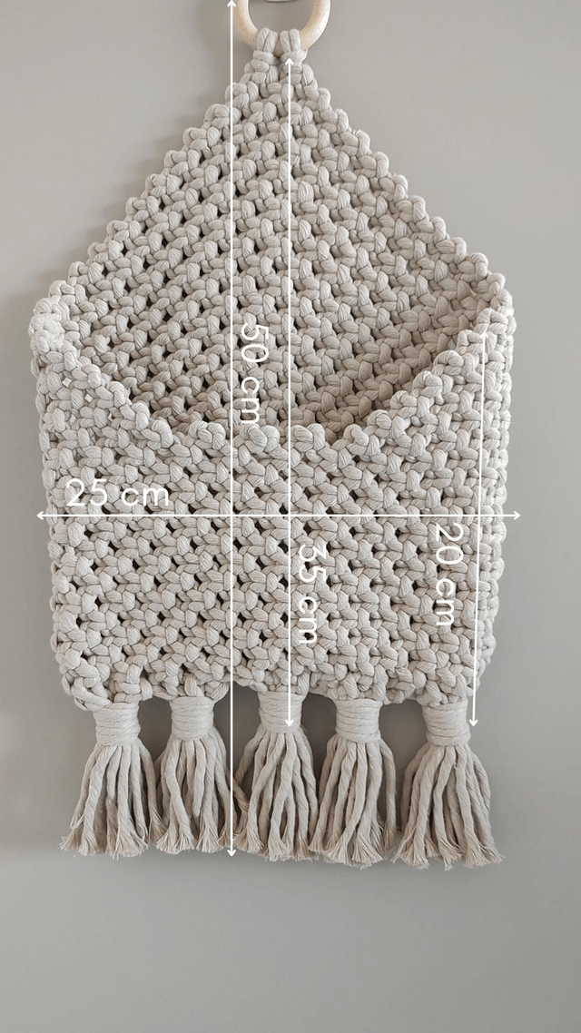 Pochette murale en macramé bohème • Beige