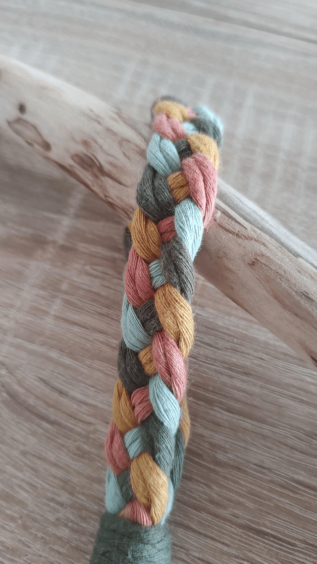 Porte-clé tresse • Kaki / vert d'eau