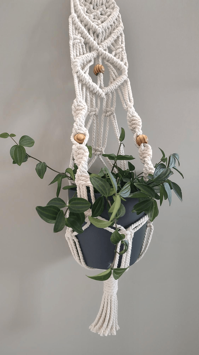  Suspension murale plante macramé - Déco bohème chic - Modèle A