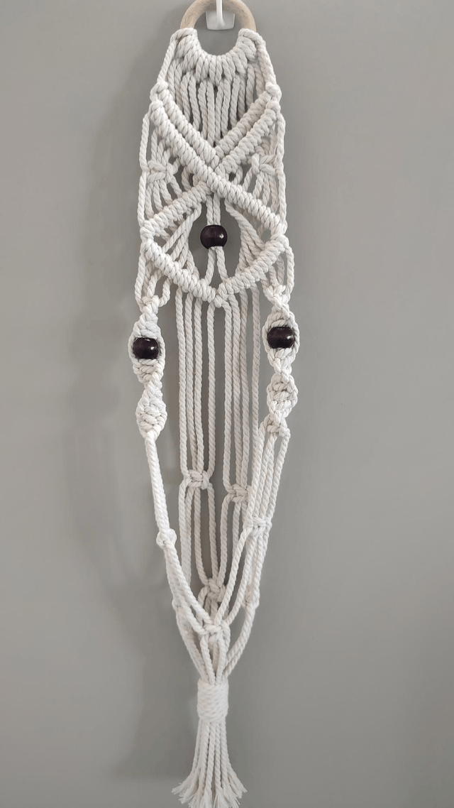 Suspension murale plante macramé - Déco bohème chic - Modèle C