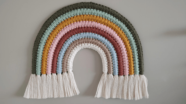 Arc-en-ciel macramé - Déco murale bohème - colorful - HAPPY
