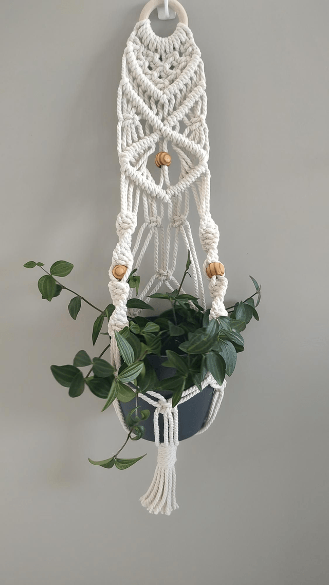  Suspension murale plante macramé - Déco bohème chic - Modèle A