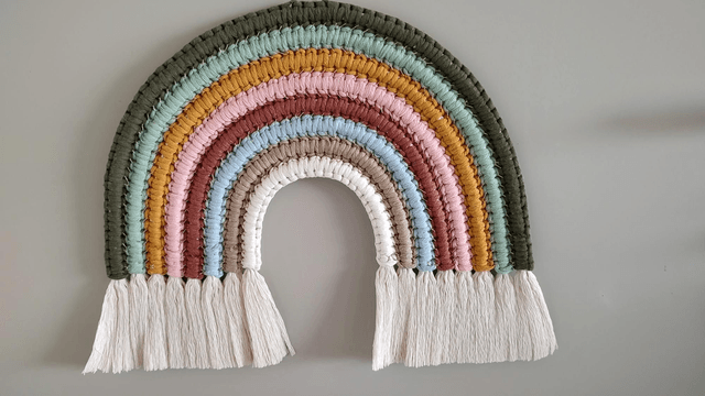 Arc-en-ciel macramé - Déco murale bohème - colorful - HAPPY