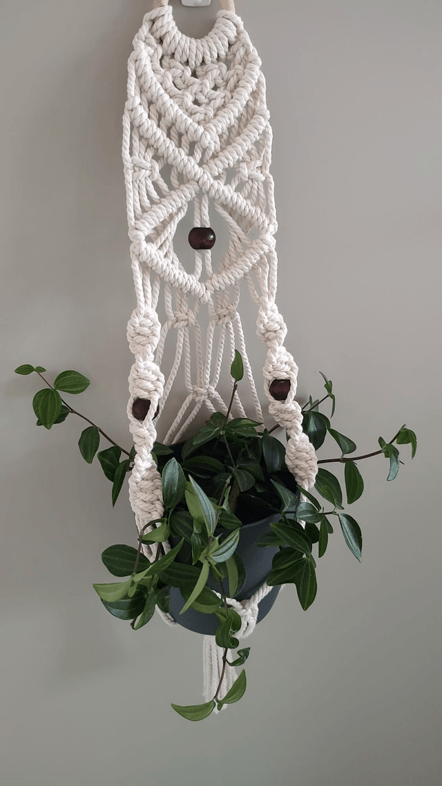 Suspension murale plante macramé - Déco bohème chic - Modèle B