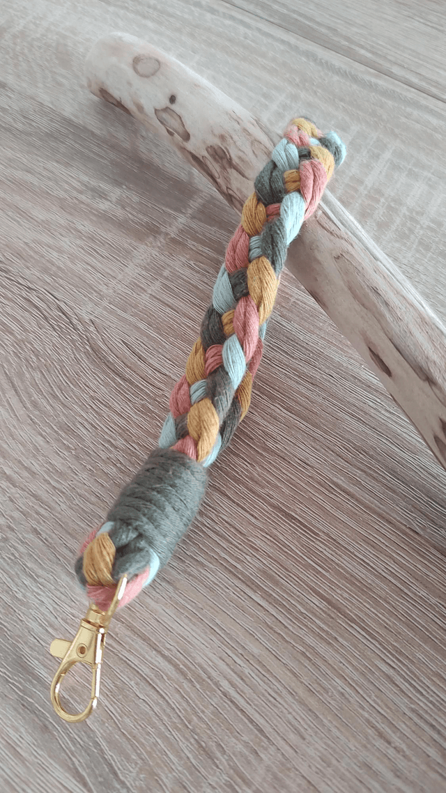 Porte-clé tresse • Kaki / vert d&#039;eau