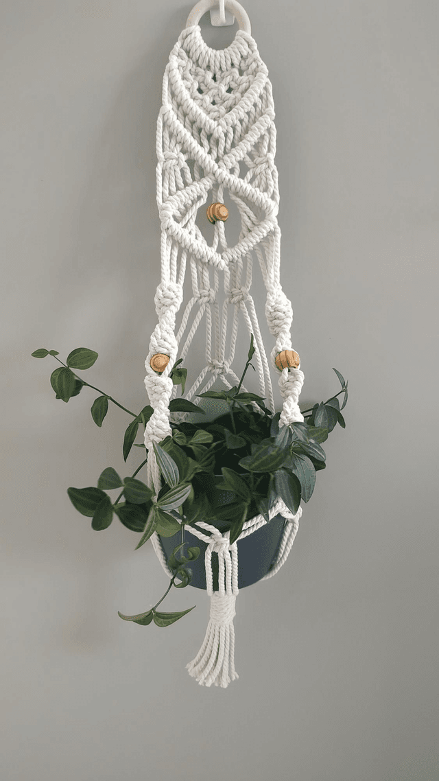  Suspension murale plante macramé - Déco bohème chic - Modèle A