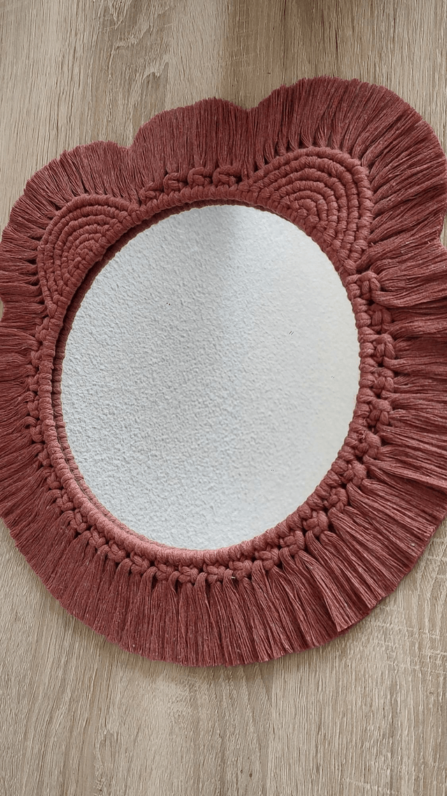 Miroir macramé ourson sunset - Déco bohème chambre bébé/enfant
